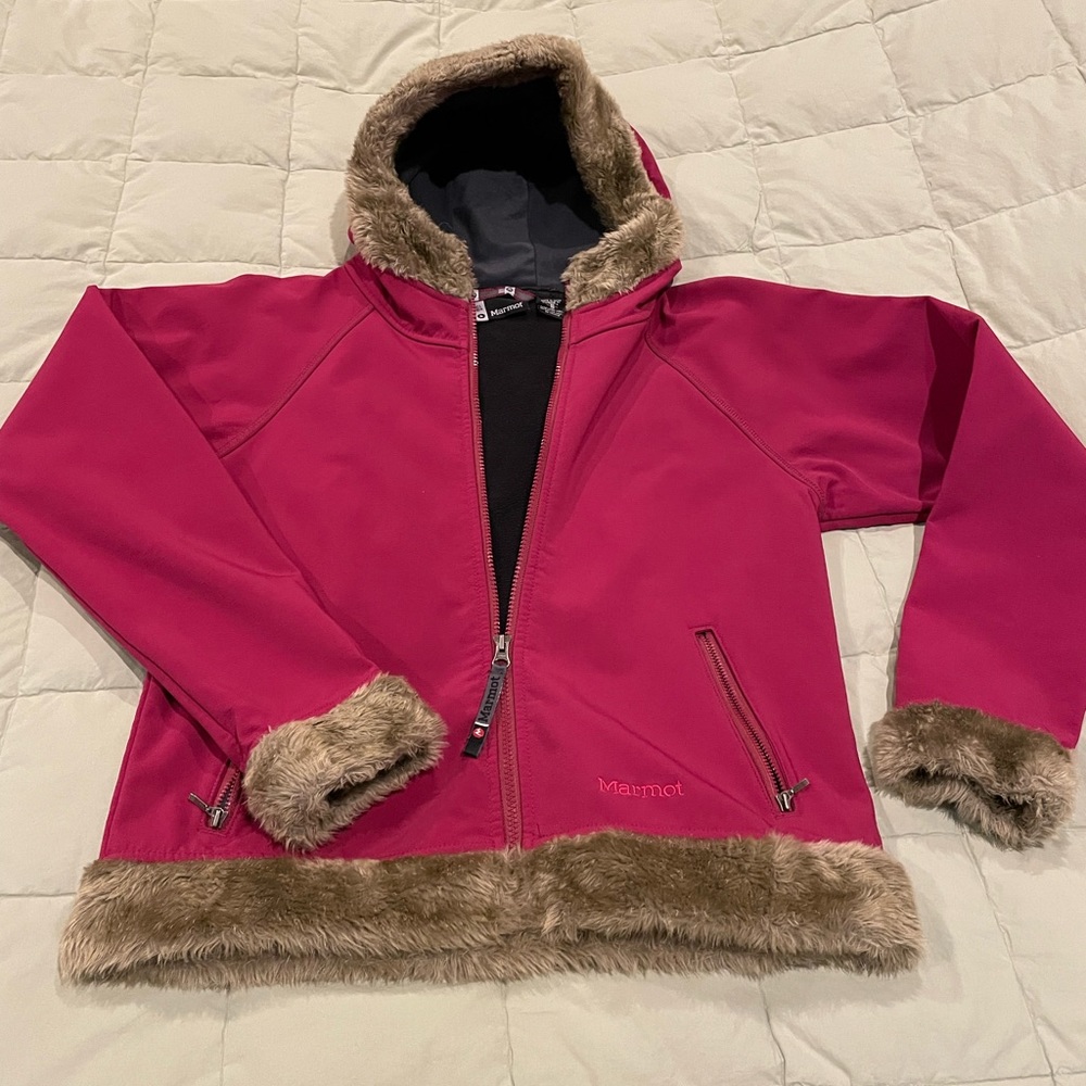 Marmot Hooded Furlong Lined Hooded Full Zip Jacket Soft Shell Fleece Size Medium